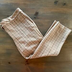 J. Jill Women's Plaid Premium Bi-Stretch Pants capris Orange Pink khaki sz 14P